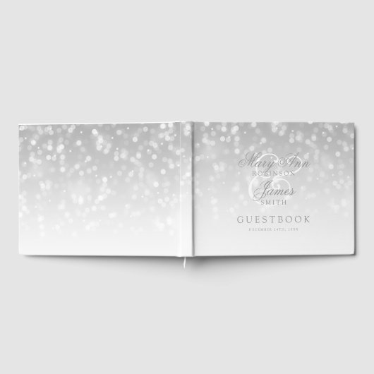 Trouwgastenboek Zilveren Bokeh Sparkle Lights Gastenboek (Volledig)