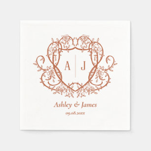 Trouwgeschenk met terracotta monogram-kam en winge servet