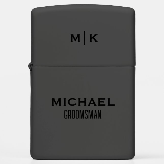 Trouwgetuige Naam Initiaal Monogram Mat Zwart Typo (Voorkant)