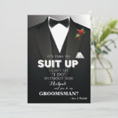 Trouwgetuige Tuxedo Uitnodiging (Staand voorkant)