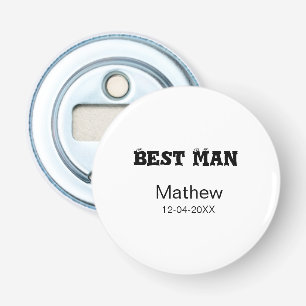 Trouwgetuige vrijgezellenfeest voeg naam datum toe button flesopener