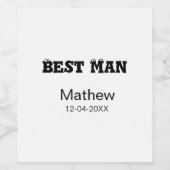 Trouwgetuige vrijgezellenfeest voeg naam datum toe wijn etiket (Enkel label)