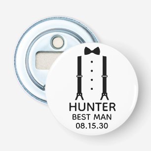 Trouwgetuige Zwarte Vlinderdas Button Flesopener