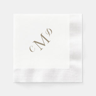 Trouwgoud Gemengde Monogram Witte Coined Cocktail Servet