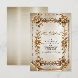 Trouwgoud  Rechthoek Dimond Flowers Shiny Informatiekaartje