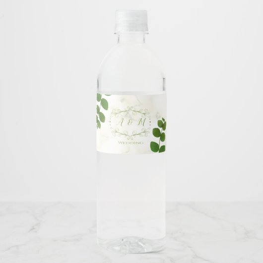 Trouwgroen Chic Waterfles Etiket (Voorkant)