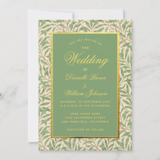 Trouwgroen Faux Gold Greenery Bladeren Bladeren Kaart (Voorkant)