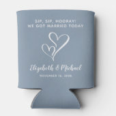 Trouwgunst Bruis Bruis Hoera Stof Blauw Blikjeskoeler (Achterkant)