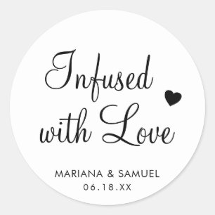Trouwgunst Met Liefde Gemaakt Zwart en Wit Ronde Sticker