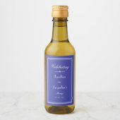 Trouwgunst Script Mooie Blauwe Mini bruiloft Wijn Etiket (Voorkant)