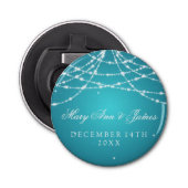 Trouwgunst Sparkling String Turquoise Button Flesopener (Voorkant)