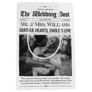 Trouwgunst Tassen Trouwkrant Gift Bag Medium Cadeauzakje