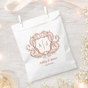 Trouwgunst Zakje Rambling Rose Terracotta Monogram Bedankzakje