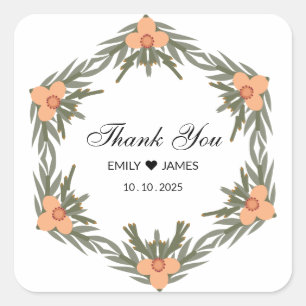 Trouwgunstzak - aangepaste naam en datum voor kaar vierkante sticker