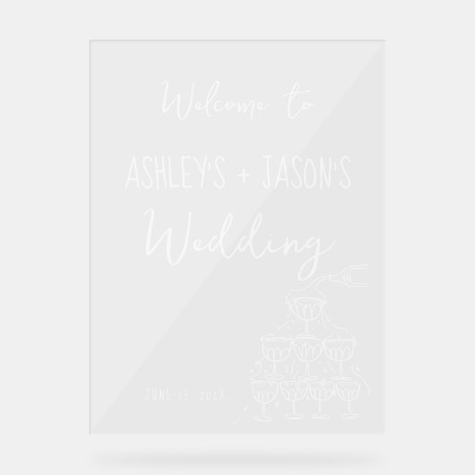Trouwhand getrokken Welkomstteken Acryl teken Acryl Bord (Voorkant)