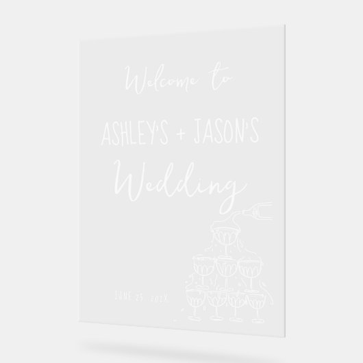 Trouwhand getrokken Welkomstteken Acryl teken Acryl Bord (Hoek)