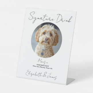 Trouwhandtekening Drink Pet Dog Foto Reclamebord Met Voetstuk