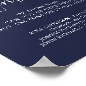 Trouwherdenking Navy Blauw Ter liefdevolle herinne Poster (Hoek)