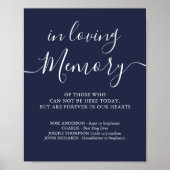 Trouwherdenking Navy Blauw Ter liefdevolle herinne Poster (Voorkant)