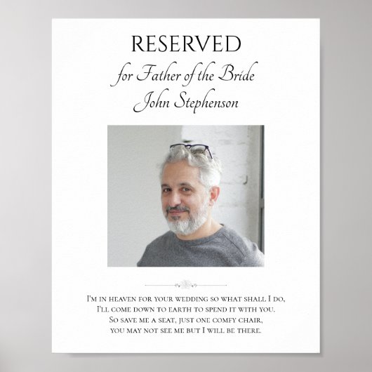 Trouwherinnering Foto Stoel Behouden Bruid Vader O Poster (Voorkant)