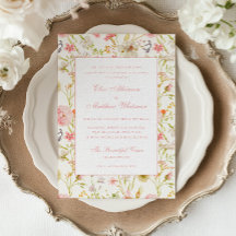 Trouwhuwelijksuitnodiging met vintage bloempatroon