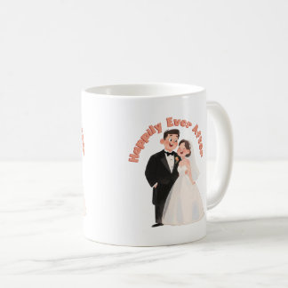 Trouwillustratie van stel Happily Ever After Koffiemok