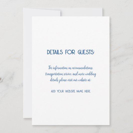 Trouwinformatie gasten Blauw Wit 2024 Kaart (Voorkant)