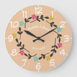 Trouwjubileum Bruidspaar Modern Bloemenkrans Grote Klok