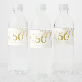 Trouwjubileum gouden vintage aangepast schrift waterfles etiket