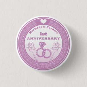 Trouwjubileum Kantachtige uitstraling met het jaar Ronde Button 3,2 Cm