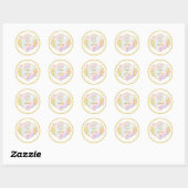 Trouwjubileum met gouden initialen monogram ronde sticker (Vel)