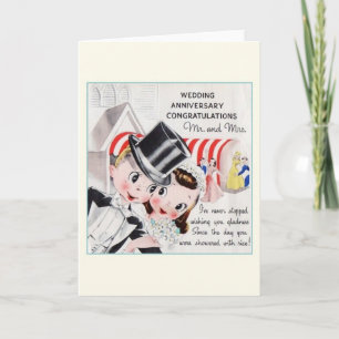 Trouwjubileum wenskaart vintage stijl kaart
