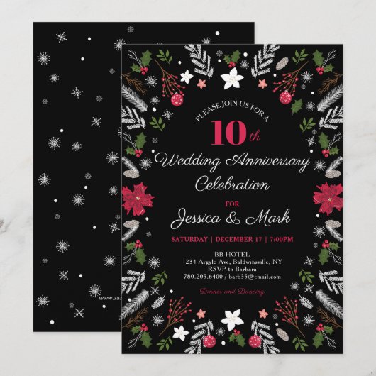 Trouwjubileum Winterfeest Uitnodigingskaarten Kaart (Voorkant / Achterkant)