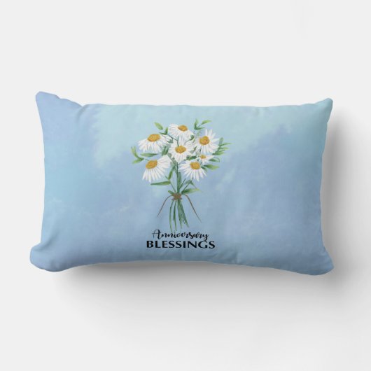 Trouwjubileum Zegeningen Boeket van Madeliefjes Kussen (Voorkant)