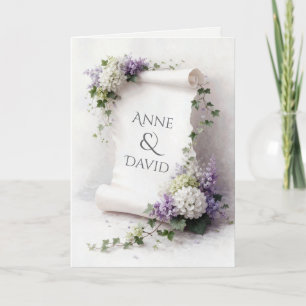 Trouwjubileumrol met bloemrand kaart