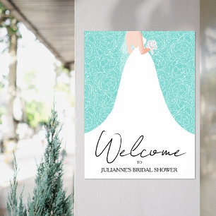 Trouwjurk Bruidsfeest Turquoise Welkom Poster