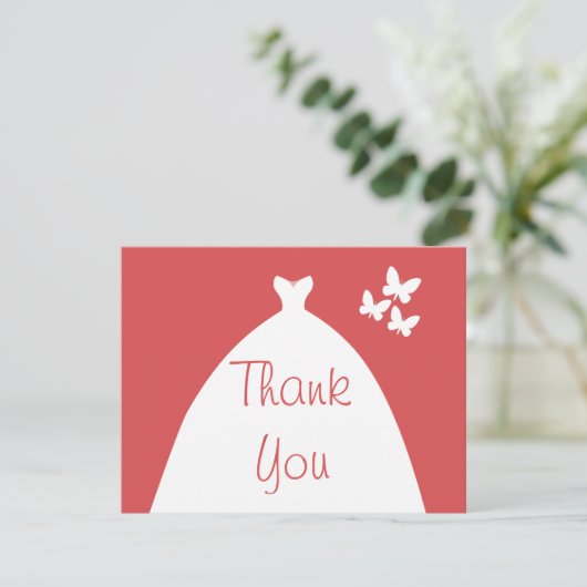 Trouwjurk Dank u roze achtergrond Bedankkaart (Staand voorkant)