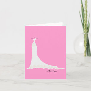 Trouwjurk Dankbetuigingskaartjes {Roze} Bedankkaart