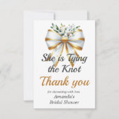 Trouwjurk Goud Witte Boog Bloemige Bruidsmeisjesfe Bedankkaart (Voorkant)