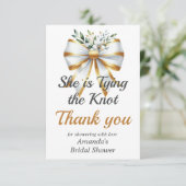 Trouwjurk Gouden Witte Boog Bloemige Bruidsdouche Bedankkaart (Staand voorkant)