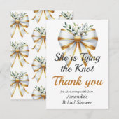 Trouwjurk Gouden Witte Boog Bloemige Bruidsdouche Bedankkaart (Voorkant / Achterkant)