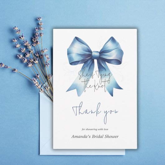 Trouwjurk Knoop De Knoop Iets Blauws Boog Bruidsfe Bedankkaart