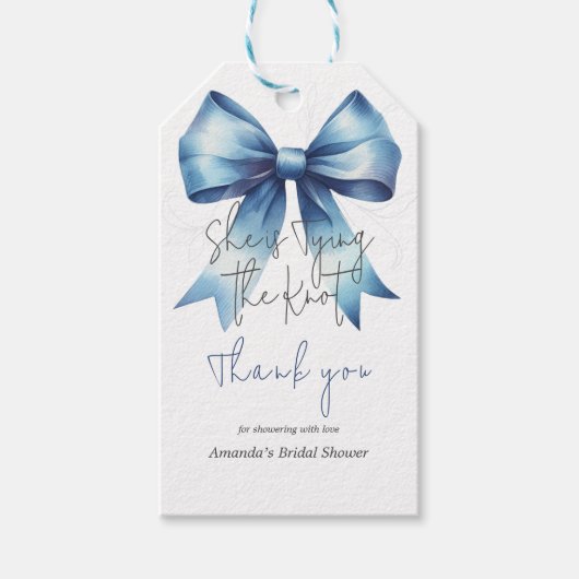 Trouwjurk Knoop iets Blauw lint Bruidsmeisjesfeest Cadeaulabel (Voorkant)