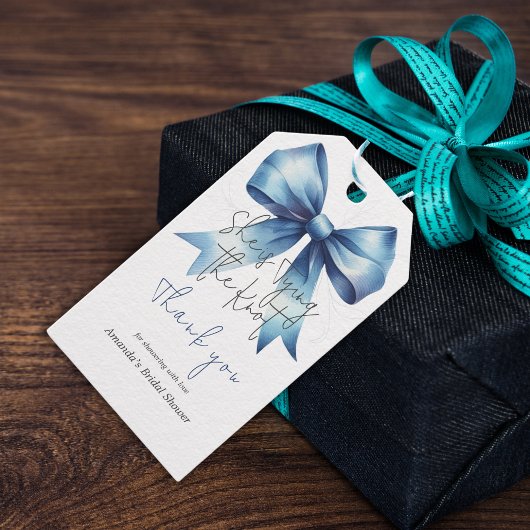 Trouwjurk Knoop iets Blauw lint Bruidsmeisjesfeest Cadeaulabel