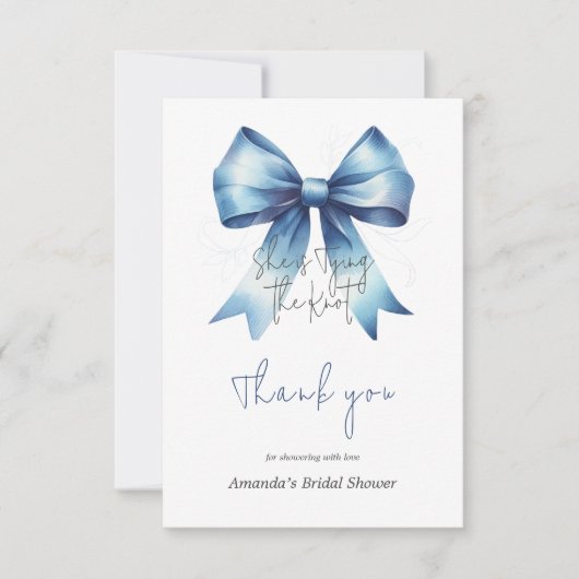 Trouwjurk Knoop iets Blauws Lint Bruidsfeest Bedankkaart (Voorkant)