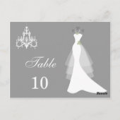 Trouwjurk, kroonluchter op grijs Tafelnummer (Achterkant)