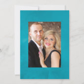 Trouwjurk met vintage turquoise en gouden chic blo save the date (Achterkant)