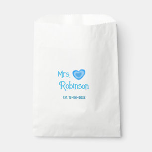 Trouwjurk mevrouw voeg naam datum toe blauwe hart  bedankzakje