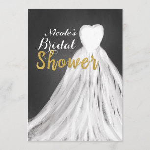 Trouwjurk op schoolbord Bridal Shower Uitnodiginge Kaart