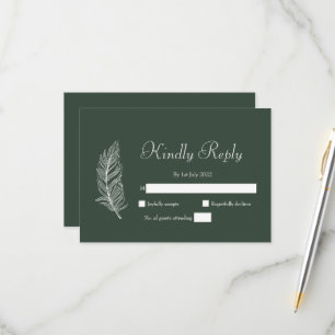 Trouwjurk ROE Donkergroen & Wit Eenvoudig RSVP Kaartje